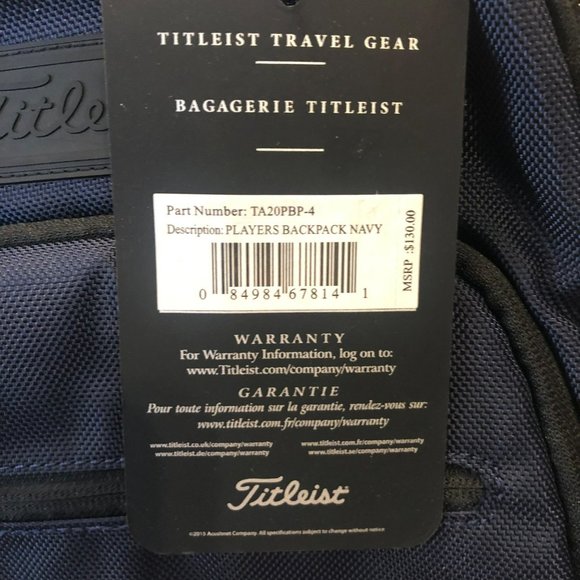 Titleist Travel Gear Players Backpack Navy NWT Embroidered Legacy Foundation - Picture 2 of 4